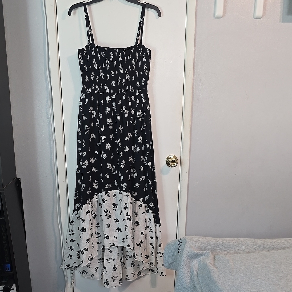 Floral Black and White Maxi Dress